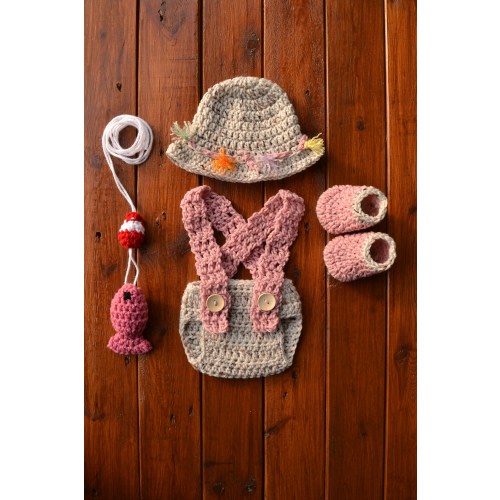 Newborn Fishing Outfit Girl, Girl Fishing Outfit, Baby Girl Fishing Set, Fishing Photo Prop, Baby Girl Fishing Hat, Newborn Photo Prop