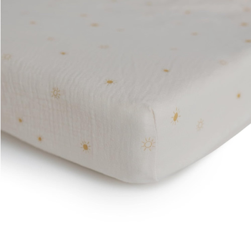 mushie Extra Soft Muslin Fitted MINI Crib Sheet | 24"x 38" (Sun)