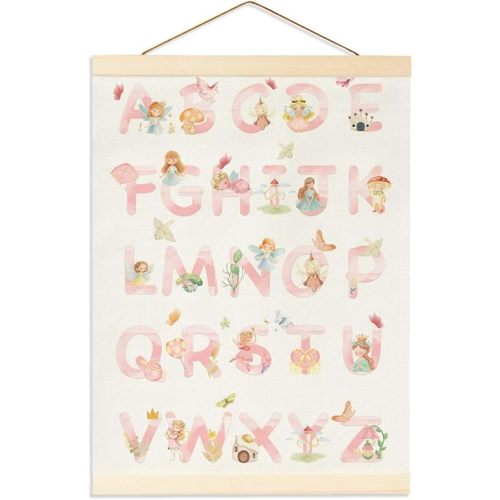 BirtDerr Fairy Alphabet Poster Hanger Frame, Banner Poster Wall Art with Wooden Frames, Alphabet Banner Wall Hanging Decor for Toddler Playroom Nursery for Classroom