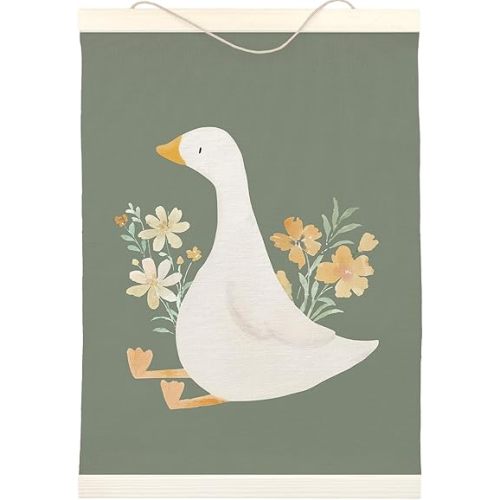 LKETW Sage Green Yellow Flower Poster Hanger Frame, 12x16 inch, Preppy Wall Art, Floral Goose Decor for Preppy Room Aesthetic, Trendy Hanging Banner Decor for Dorm Bedroom