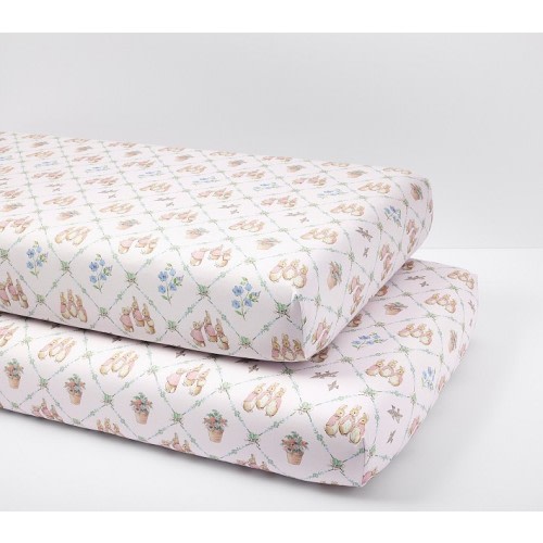 Beatrix Potter Flopsy Lattice Organic Cotton Crib Fitted Sheet