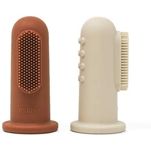 mushie Baby Finger Toothbrush (Clay/Shifting Sand) 2-Pack
