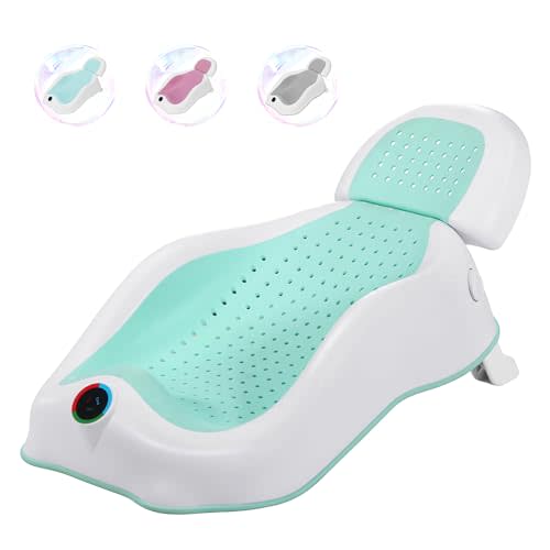 Baby Bath Support Newborn Bathtub with Thermometer,Foldable Baby Tubs for Newborns Baby Bathtub,Soft Sink Baby Bath Tub for Newborn Tub Infant Bathtub Baby Bather,Baby Tub Baby Bath (Green White)