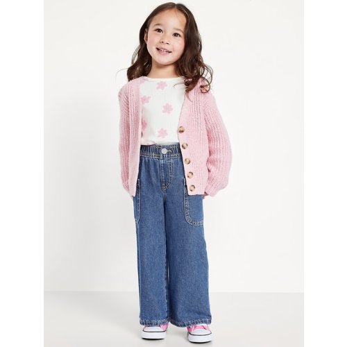 Pull-On Baggy Wide-Leg Cargo Jeans for Toddler Girls