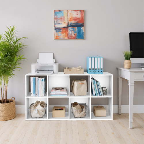 Cube Bookshelf White, 8 Cube Storage Organizer Bookcase, Display Bookcase, TV Stand, for Living Room, Home Office, Bedroom