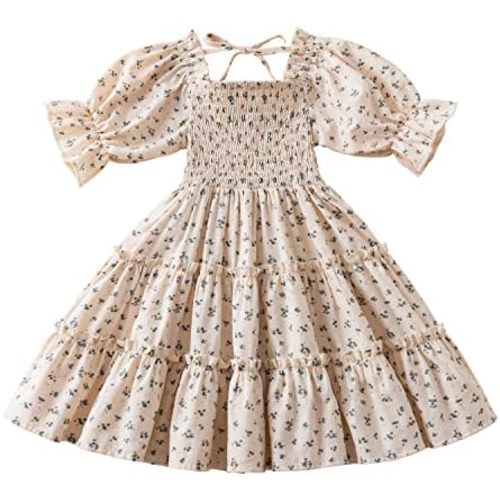 NNJXD Little Girl Floral Dress Princess Girls Casaul Printed A-line Sundress