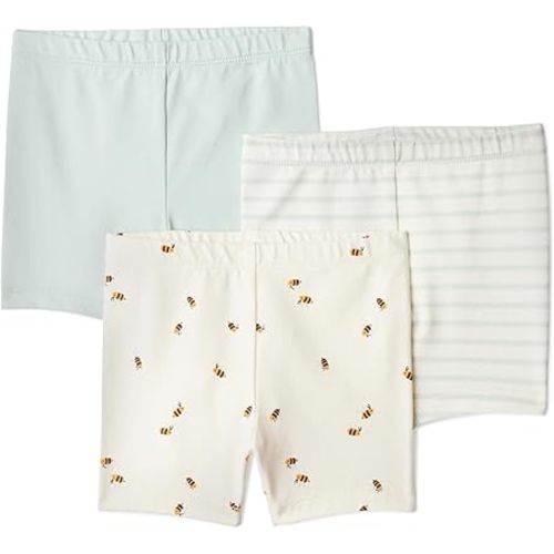 Amazon Essentials Toddler and Baby Girls' Cotton Stretch Jersey Bike Shorts, Pack of 3