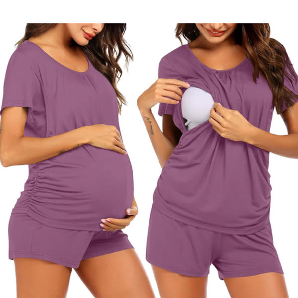 Ekouaer Womens Nursing Pajamas Maternity Breastfeeding Pjs Sleepwear Layer Soft Postpartum Lounge Set Pregnancy Clothes