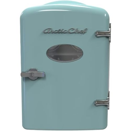 ARCTIC CHEF RMIS129-BLUE Mini Retro 6 Can Beverage Refrigerator-Blue,0.14 cubic feet