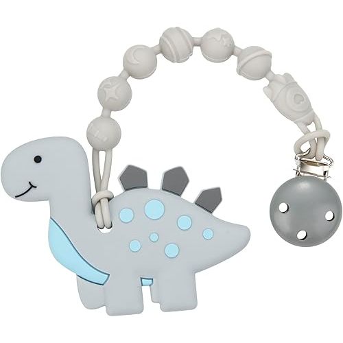 PandaEar Baby Dinosaur Training Massaging Toy Teether | Soothes Gums Promotes Healthy Oral Development | Food Grade Soft Safe BPA-Free Silicone Natural Organic | Babies Toddlers Infants