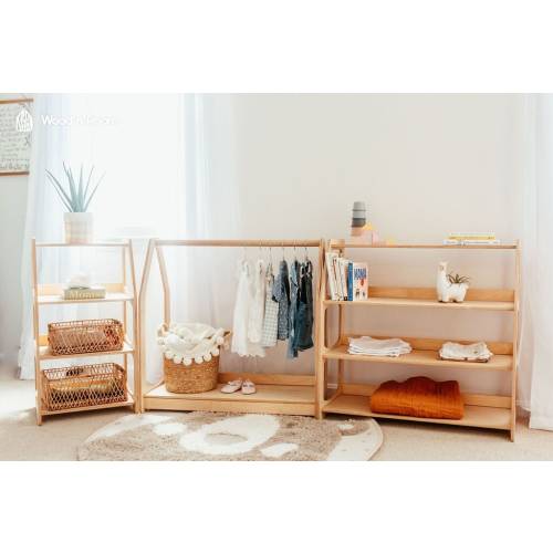 Set of 3 Shelves: Toy Storage + Kid Clothing Rack, Toddler Nursery, Toys Shelf, Montessori Furniture, Open Shelf, Montessori Shelves