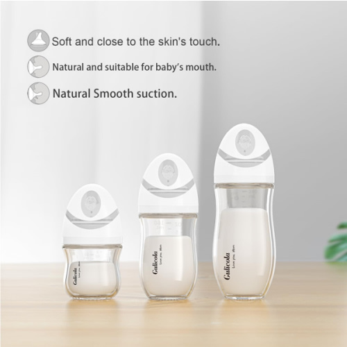Gulicola Natural Glass Baby Bottle for Breastfeeding Babies, Newborn Anti-Colic Bottle Set with Slow Flow Nipple, 0-3 Months, 5 oz, 2 Pack - White