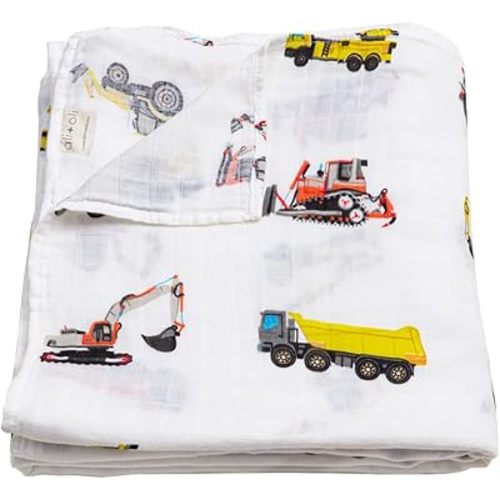 Ali+Oli Muslin Swaddle Blanket for Baby (Transport) Large 47" x 47" Soft Rayon Made from Bamboo & Organic Cotton Muslin Blanket, Machine Washable Receiving Blanket Wrap for Newborn to Toddler
