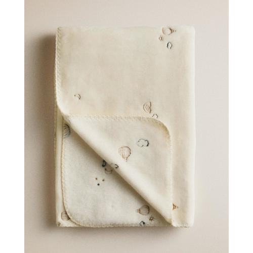 EMBROIDERED BALLOON BABY FLEECE BLANKET