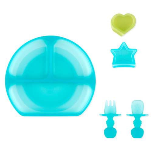 Grip Dish Deluxe Infant 5-Piece Mealtime Set: Blue Jelly
