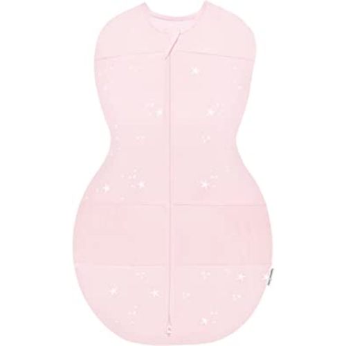 Happiest Baby Sleepea 5-Second Swaddle - 100% Organic Cotton Baby Swaddle Blanket - Doctor Designed Promotes Healthy Hip Development (Rose Stars, Small)