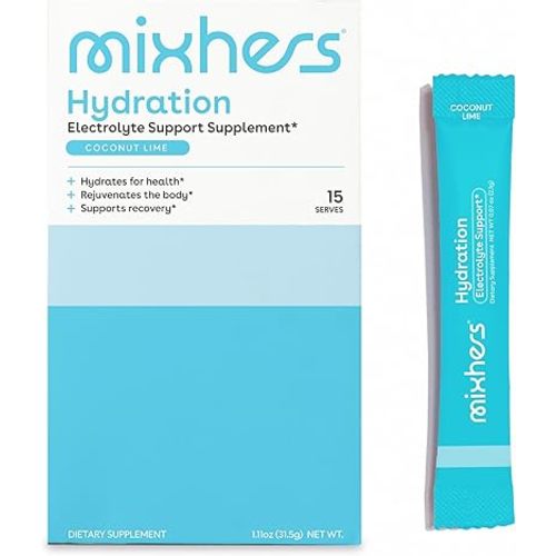 Hydration - Electrolyte Drink Mix for Women - for Hydration, Energy & Mineral Support - with Sodium, Calcium & More - No Added Sugars - 15 Hydration Packets - Coconut Lime