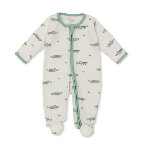 Kissy Love Crocodile Walk Zip Footie-Newborn