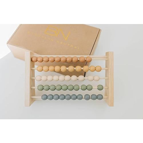 Boho Abacus - STEM Toy- Boho Nursery Decor and Playroom Decor- Math Toddler Toy with Beads- Montessori Toys - Aesthetic Modern Educational Wooden Toys