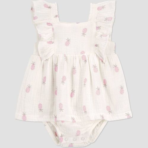 Carter's Just One You® Baby Girls' Pineapple Ruffle Romper - Cream 3M