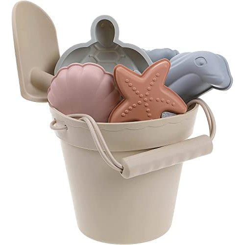 Silicone Beach Toys for Kids - Baby Sandbox Toys - Best Silicone Toddler Beach Toy Set for Travel -Won't Break Like Plastic baby beach toys - Collapsible Beach Bucket, Shovel & Accessories