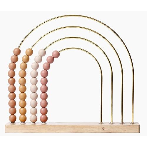 Brooklyn Boho Rainbow Abacus - STEM Learning Toy, Montessori Design, Wooden Aesthetic Decor for Nursery & Playroom
