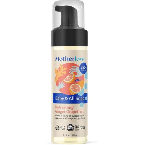 Motherlove Baby & All Soap (7.1 oz) Gentle Foaming All-Purpose Castile Soap Made with Organic Ingredients – Refreshing Ginger Grapefruit