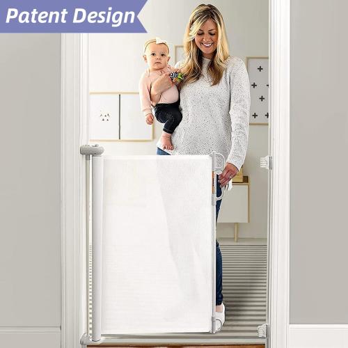 Momcozy Retractable Baby Gate,Mesh Baby Safety Gate, Pet Gate, 33" X 55", for Stairs Doorways, Hallways ,Outdoor