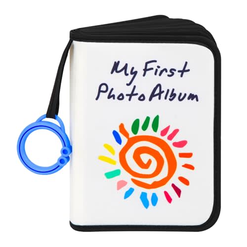Baby's My First Family Album Holds 21 4x6 Photos, Baby Sun Photo Album Soft Cloth Family Book,My First Photo Book for Baby or Toddlers,Cute Book Gift for Babies Shower Newborns Family Photos（Black）