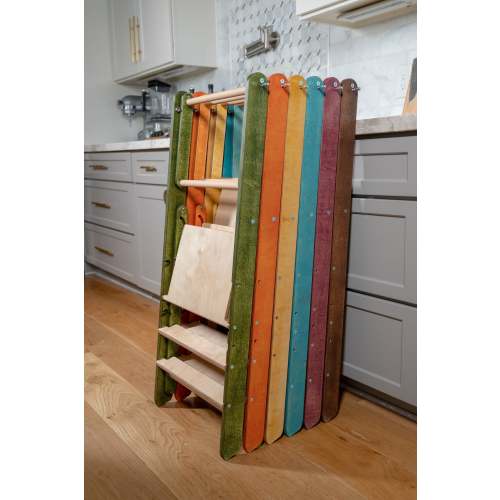 Slim Foldable Kitchen Stool: Montessori Learning Tower, Convertible Ladder