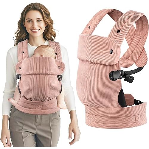 Baby Carrier Newborn to Toddler- Ergonomic,Cozy and Lightweight Infant Carrier for 7-40lbs,3 Carry Positions Newborn Carrier,Pink