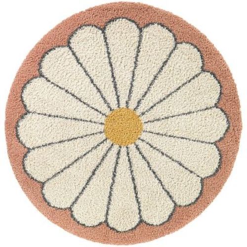 5'3"x7' Lily Floral Kids' Rug Cream - Balta Rugs: Round, Botanical Pattern, High Pile, UV & Stain Resistant