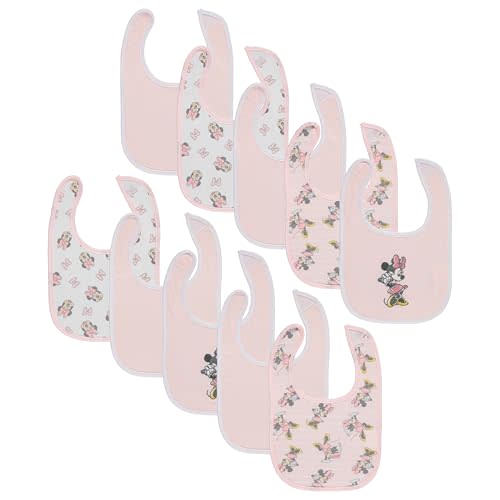 Disney 10-Pack Mickey Mouse Baby Bibs – Ten Soft, Absorbent, and Adjustable Cotton Bibs for Mess Free Meals