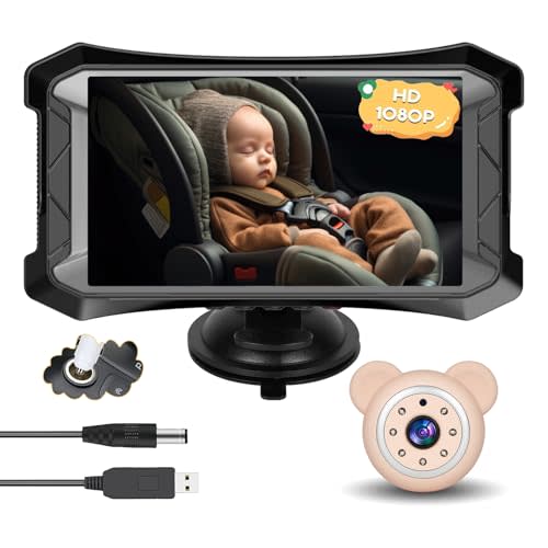 5 Inch Baby Car Camera & Rear-Facing Infant Monitor with IR Night Vision, 360° Rotatable, Simple Backseat Installation for Children's Car Seat Safety(Pink)