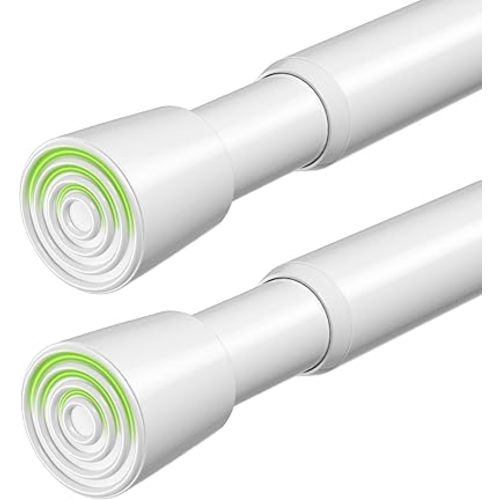 2 Pack Spring Tension Rods 26-39 Inches Adjustable White No Drill Spring Loaded Curtain Rod Small Short Tension Curtain Rod Expandable Tension Rod for Windows,Kitchen,Doorway,Bathroom,Cupboard Bars
