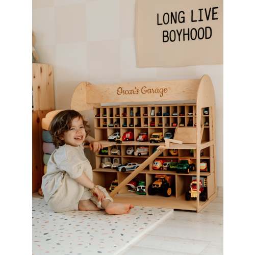 Toy Car Parking Garage, Personalized Toys for Boys, Montessori Toy Car Storage, Toy Garage Car Ramp, Toddler Birthday Gift, ChildUniverse