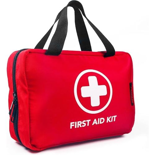 330 Piece First Aid Kit, Premium Waterproof Compact Trauma Medical Kits for Any Emergencies, Ideal for Home, Office, Car, Travel, Outdoor, Camping, Hiking, Boating (Red)