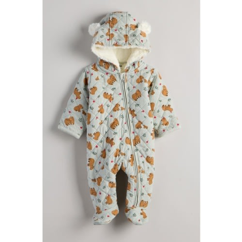 Ear Appliqué Quilted Faux Fur Lined Hooded Bunting
