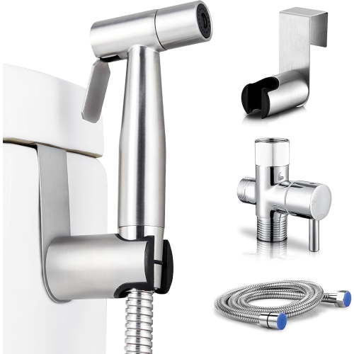 Bidet Sprayer for Toilet, Handheld Sprayer Kit, Cloth Diaper Sprayer Set - Easy to Install - Stainless Steel