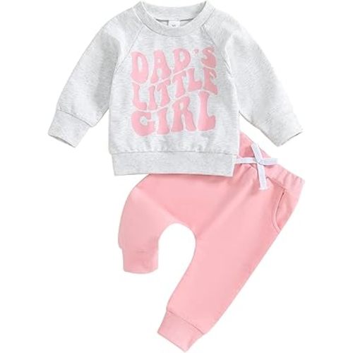 Kaipiclos Toddler Baby Girl Fall Winter Outfit Mamas Girl Long Sleeve Pullover Sweatshirts Jumper Pants Clothes Set