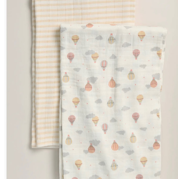 2-Pack Assorted Muslin Swaddles