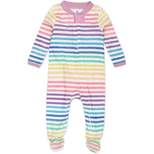 HonestBaby Baby Girls' Sleep and Play Footed Pajamas One-Piece Sleeper Jumpsuit Zip-front Pjs Organic Cotton
