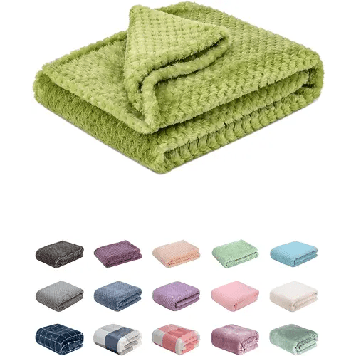 Fuzzy Blanket or Fluffy Blanket for Baby, Soft Warm Cozy Coral Fleece Toddler, Infant or Newborn Receiving Blanket for Crib, Stroller, Travel, Decorative (28Wx40L, XS-Avocado)