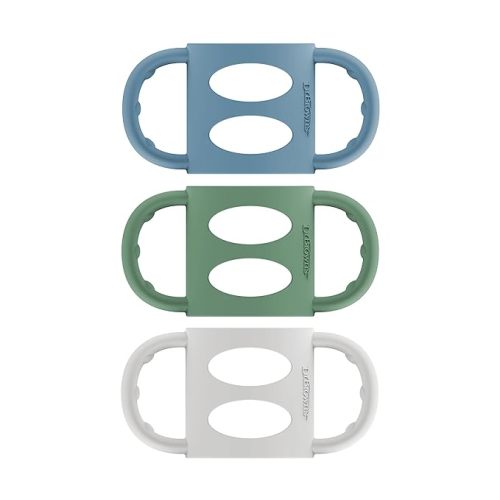 Dr. Brown’s Milestones 100% Silicone Baby Bottle Handles, Narrow, Blue, Green, Gray, 3 Pack, 4m+