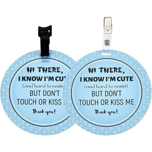PLIGREAT 2 Pack Please Don't Touch or Kiss Baby Sign Baby Shower Gifts Stop Touching Baby Sign Hang Tags for Newborn Baby Girls Boys Preemies Stroller Baby Carrier Car Seat No Touching Baby Signage