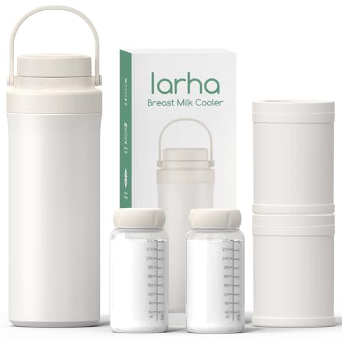 Portable Breast Milk Cooler, 22oz Breastmilk Cooler Bottle for Outdoor with 360°Total Cooling for 24 Hours, Storage Container with 2pcs Baby Bottles, Breastfeeding Essentials, Beige