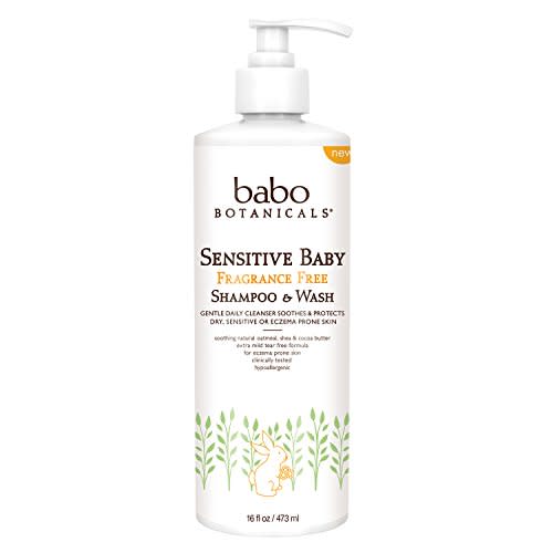 Babo Botanicals Sensitive Baby Fragrance-Free 2-in-1 Shampoo & Wash