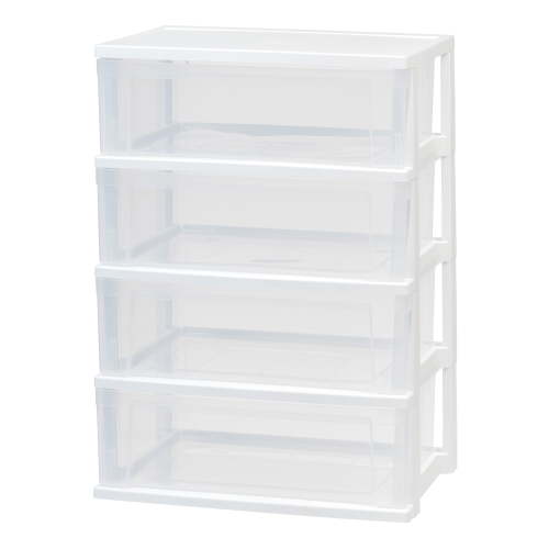 IRIS 4 Drawers Plastic Stacking Wide Chest, White