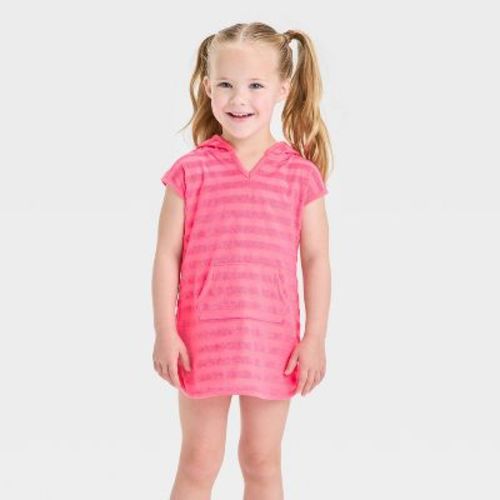 Baby Girls' Terry Stripe Printed Swim Cover Up Dress - Cat & Jack™ Pink 18M