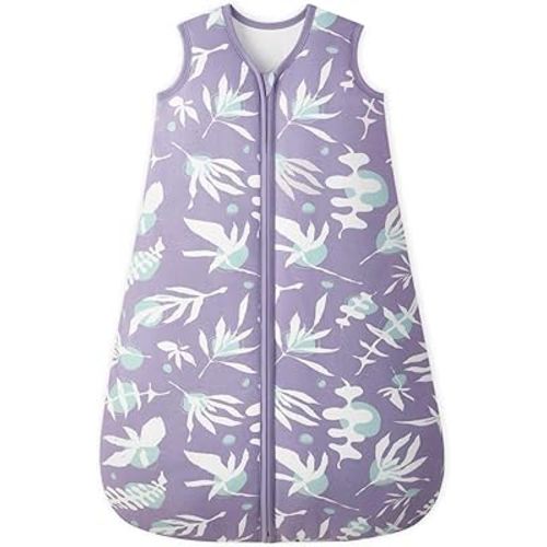 Baby Sleep Sack 6-12 Months TOG 2.5 Winter Baby Wearable Blanket, 100% Cotton Toddler Sleeping Sack with 2-Way Zipper Warm Soft Purple Leaf